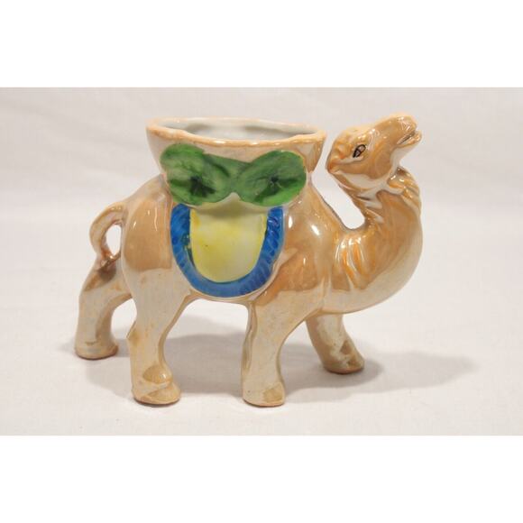Vintage Lusterware Camel Figurine Small Planter Vase Ceramic Kitch MCM Japan - Picture 3 of 10